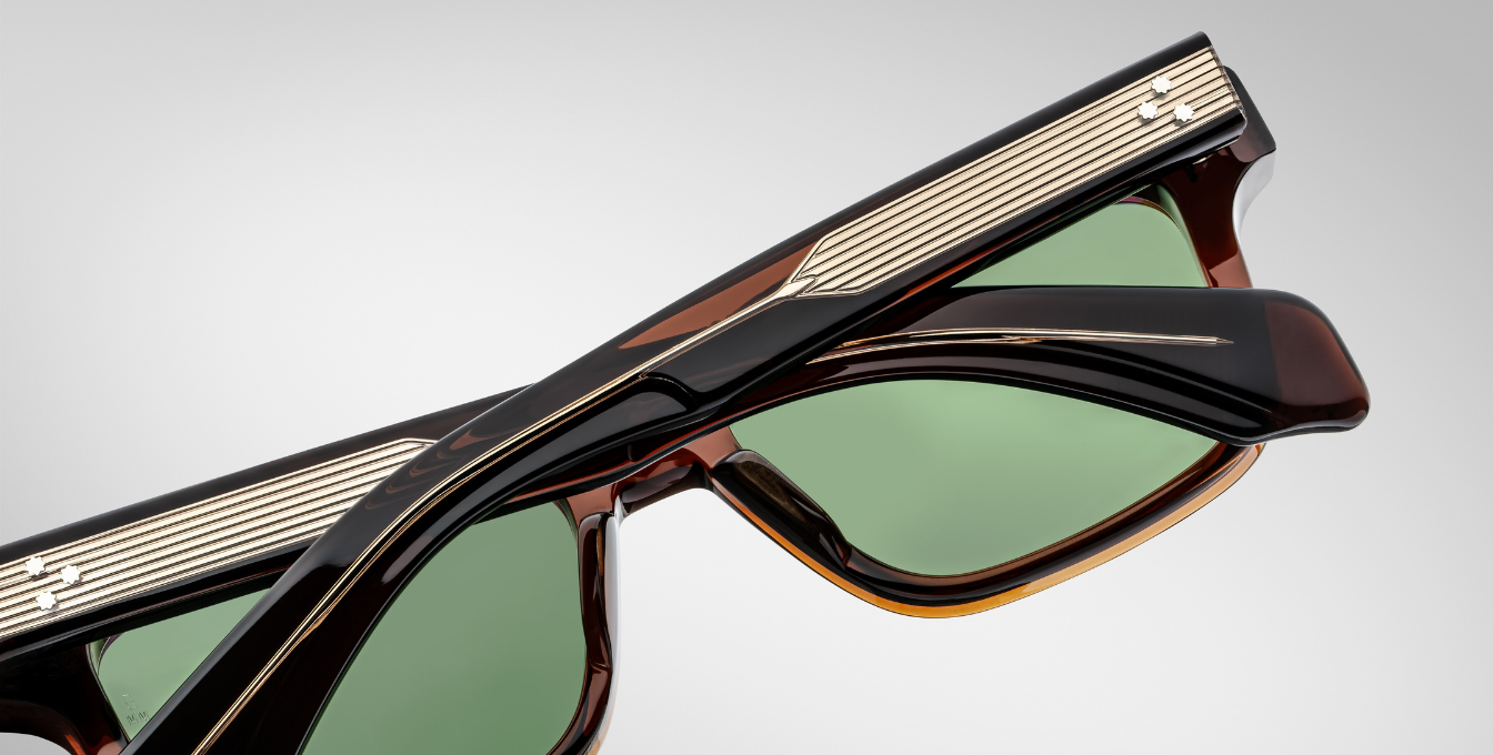 jacques marie mage molino 55 zoltar eckige sonnenbrille in braun mit grünen gläsern
