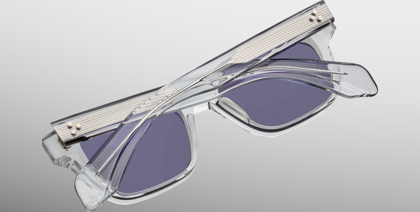 jacques marie mage molino sulfur eckige sonnenbrille in grau transparent mit grauen gläsern