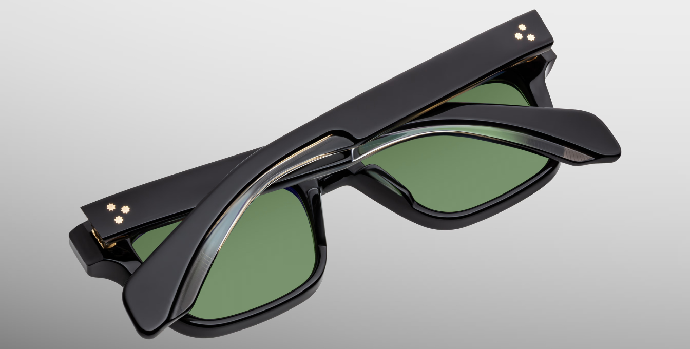 jacques marie mage molino venom eckige sonnenbrille in schwarz mit grünen gläsern