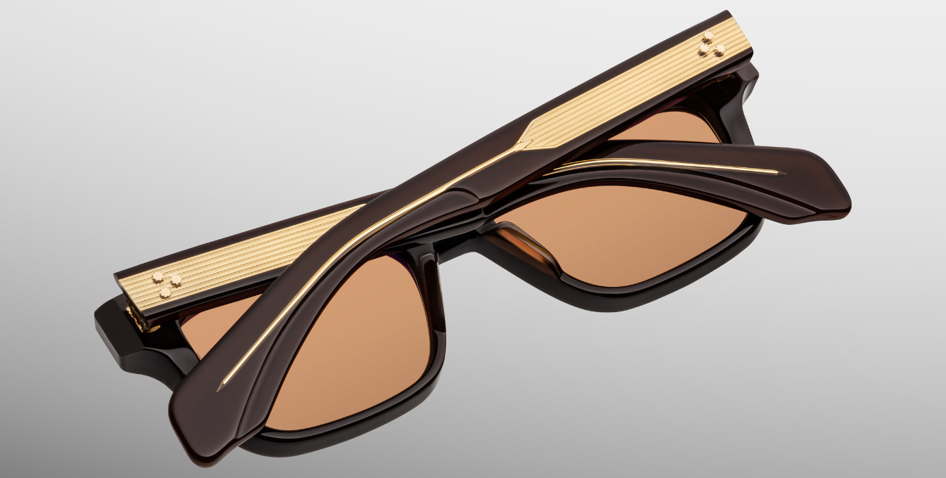 jacques marie mage molino walnut eckige sonnenbrille in braun mit orangenen gläsern