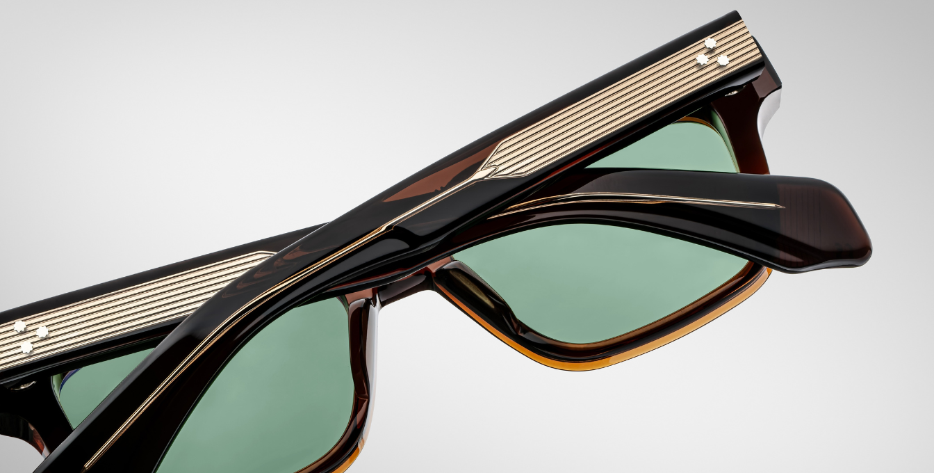 jacques marie mage molino zoltar eckige sonnenbrille in braun mit grünen gläsern