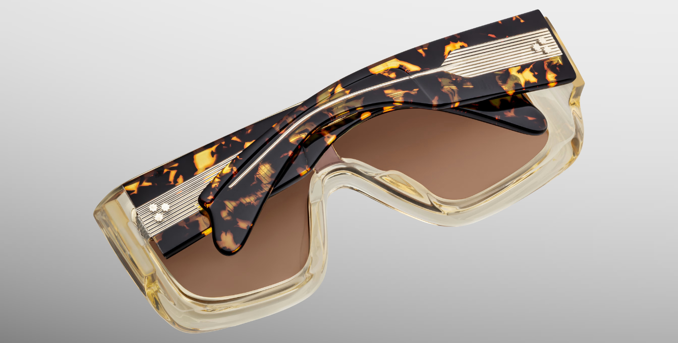 jacques marie mage pausa dun eckige sonnebrille in beige mit orangenen verlaufsgläsern