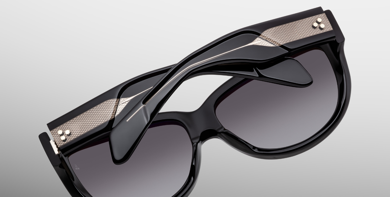 jacques marie mage ravello raven schwarze runde oversized sonnenbrille mit schwarzen verlaufsgläsern