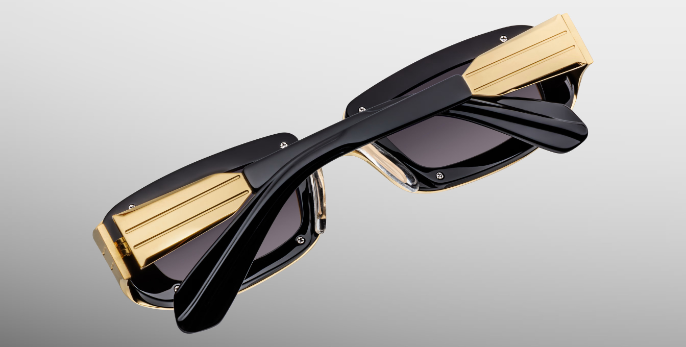 jacques marie mage ryder gold eckige sonnenbrille aus titan in gold mit grauen verlaufsgläsern