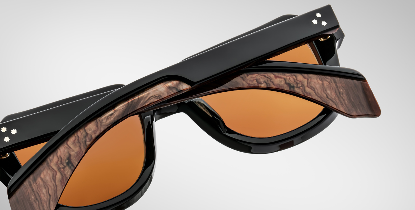 jacques marie mage taos noirx eckige sonnenbrille in schwarz mit braunen gläsern