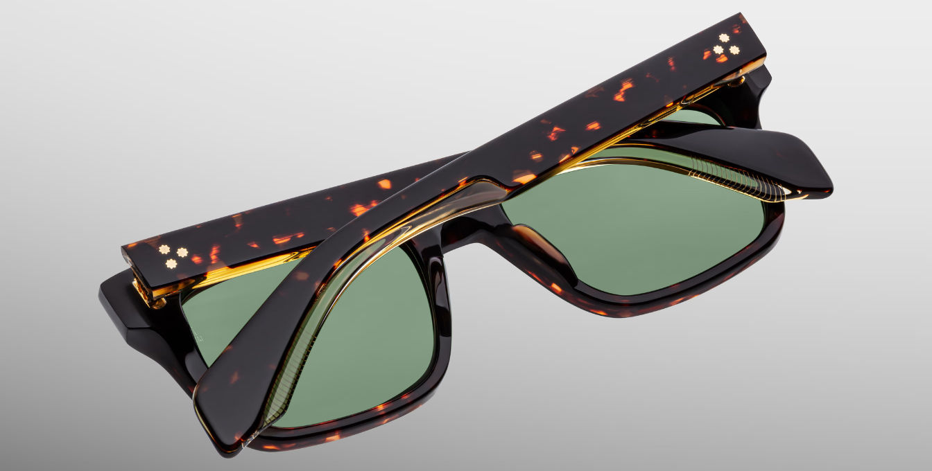 jacques marie mage torino etna eckige sonnenbrille in havana mit grünen gläsern