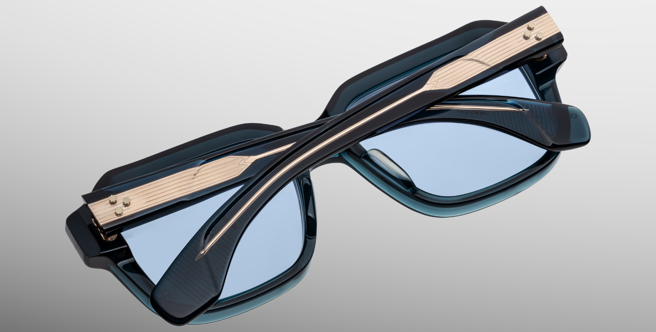 jacques marie mage vivienne indigo eckige sonnenbrille in blau mit blauen gläsern