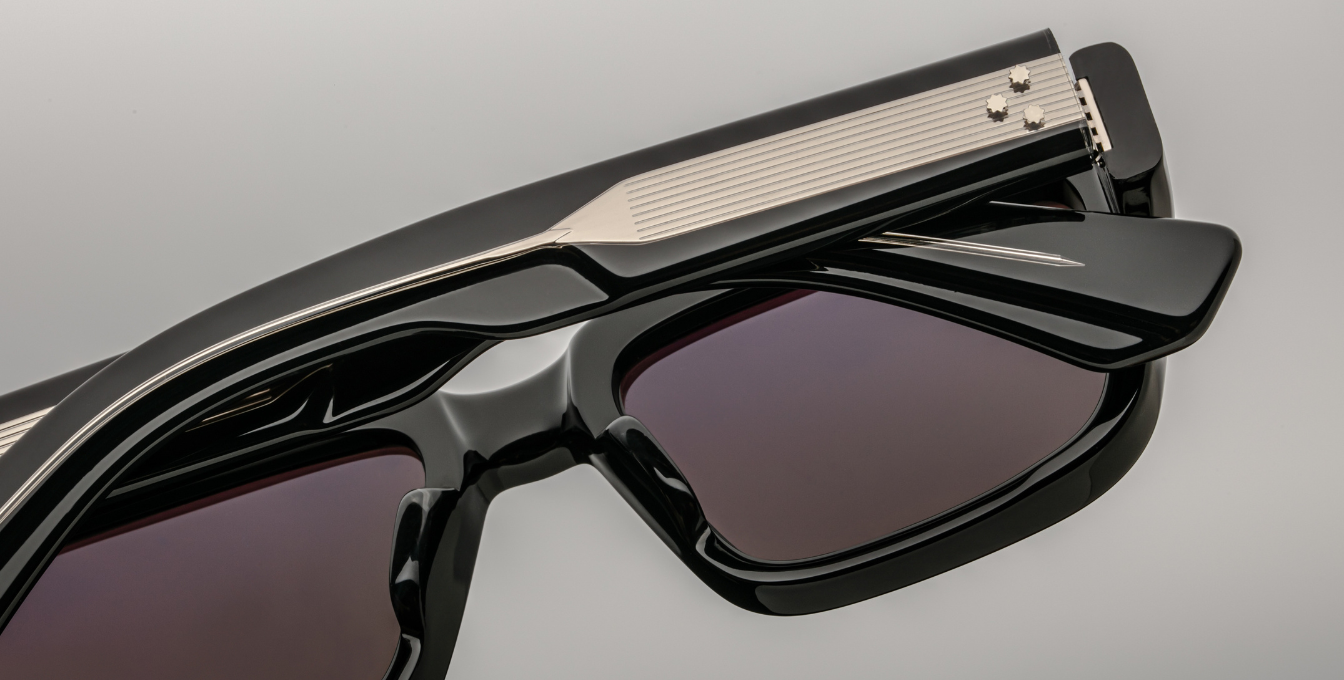 jacques marie mage walker bloodstone eckige sonnenbrille in schwarz mit dunkelgrauen gläsern