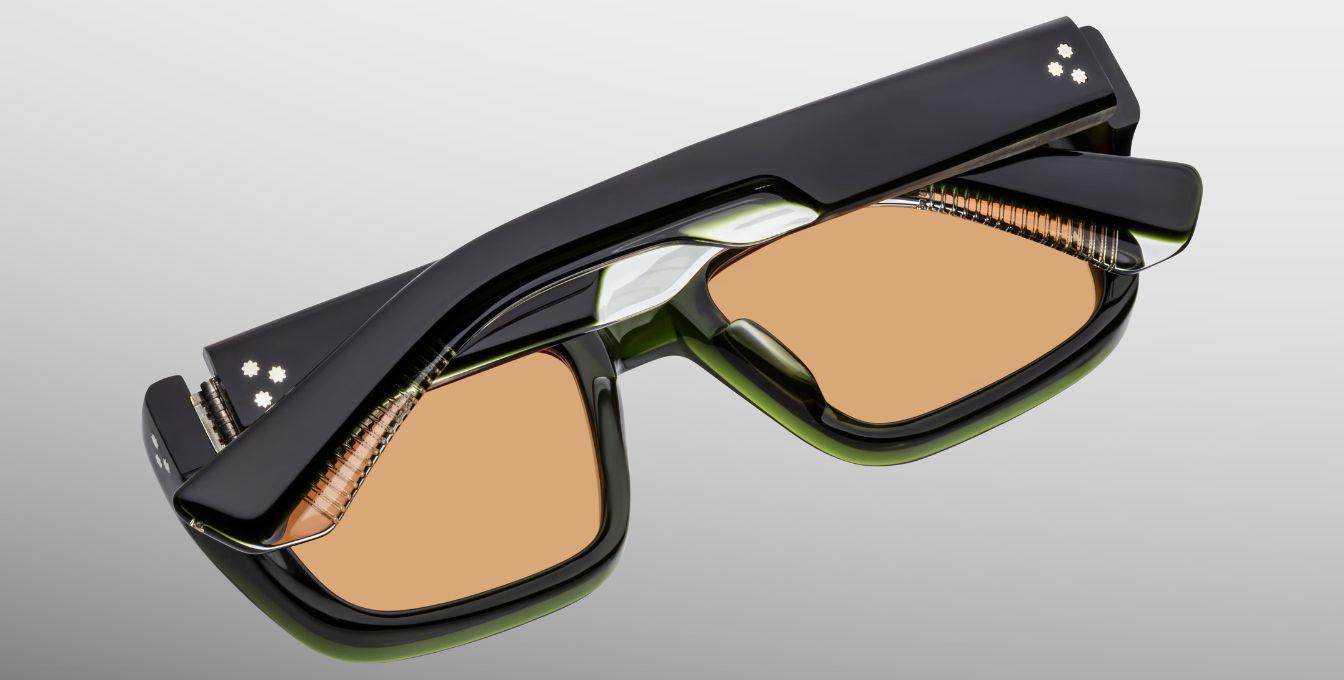 jacques marie mage walker borneo eckige sonnenbrille in grün mit orangenen Gläsern