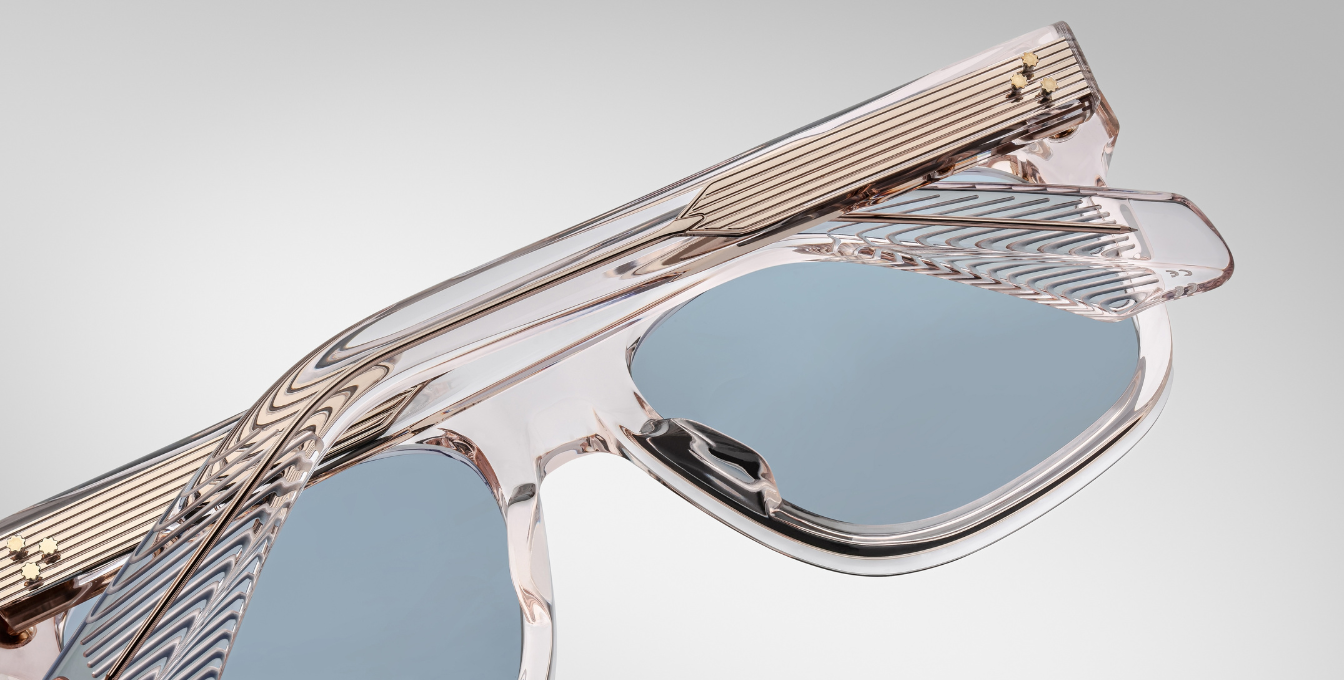 jacques marie mage yves cameo eckige sonnenbrille in rose mit blauen gläsern