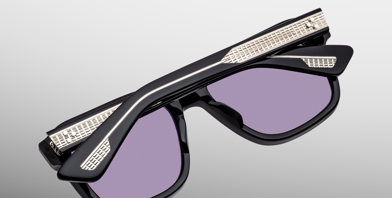 jacques marie mage yves fumee eckige sonnenbrille in schwarz mit grauen gläsern