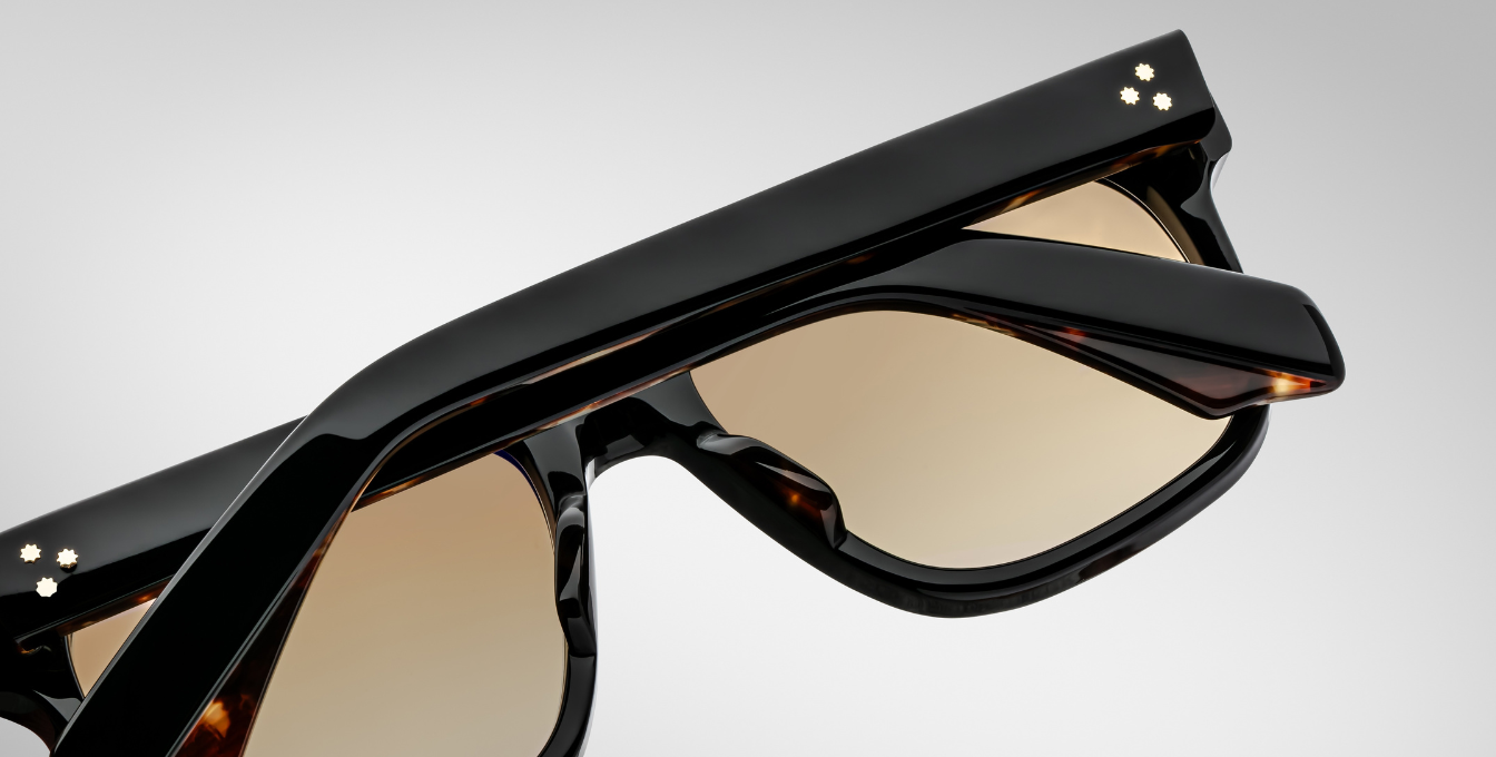 jacques marie mage yves noir15 eckige sonnenbrille in schwarz mit braunen gläsern