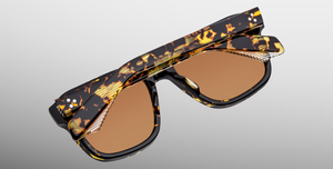 jacques marie mage yves tokyo eckige sonnenbrille in havana mit orangenen gläsern