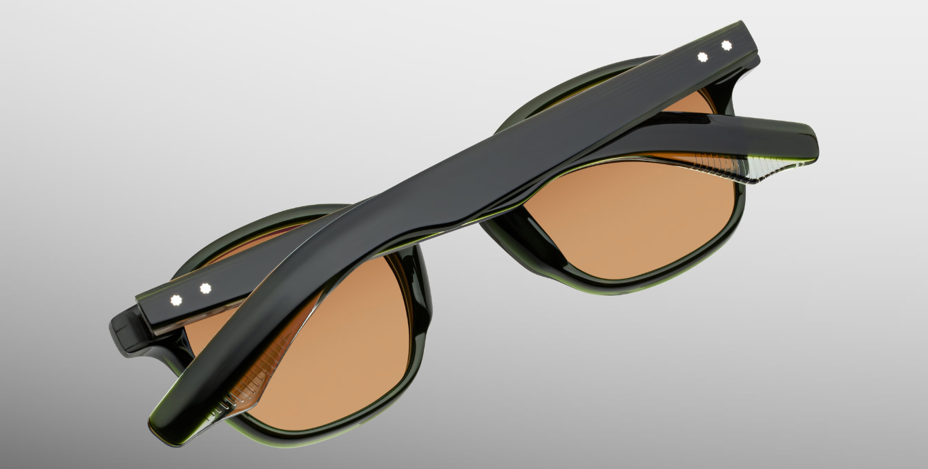 jacques marie mage zephirin 47 borneo eckige sonnenbrille aus acetat in grün mit orangenen gläsern