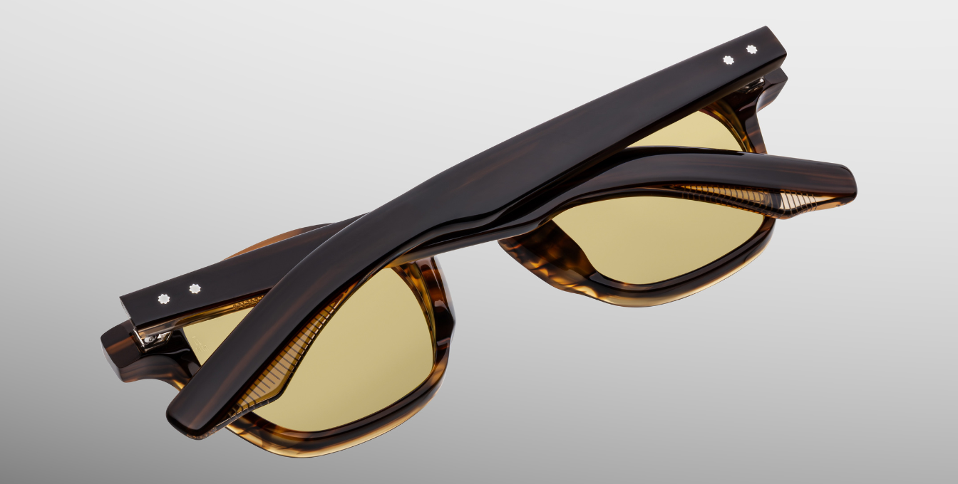 jacques marie mage zephirin 47 hazel, eckige sonnenbrille in havana mit brauen gläsern