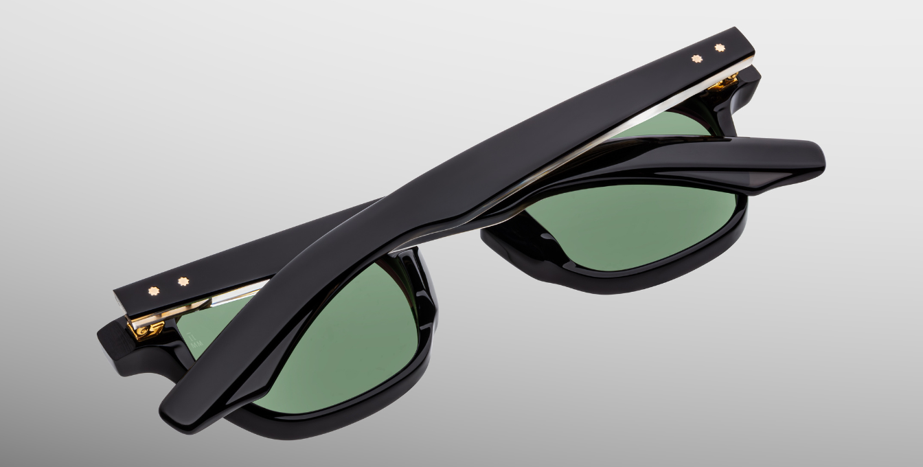 jacques marie mage zephirin 47 venom eckige sonnenbrille in schwarz mit grünen gläsern
