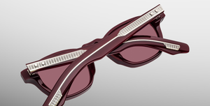 jacques marie mage zephirin cassis eckige sonnenbrille in rubinrot mit weinroten gläsern
