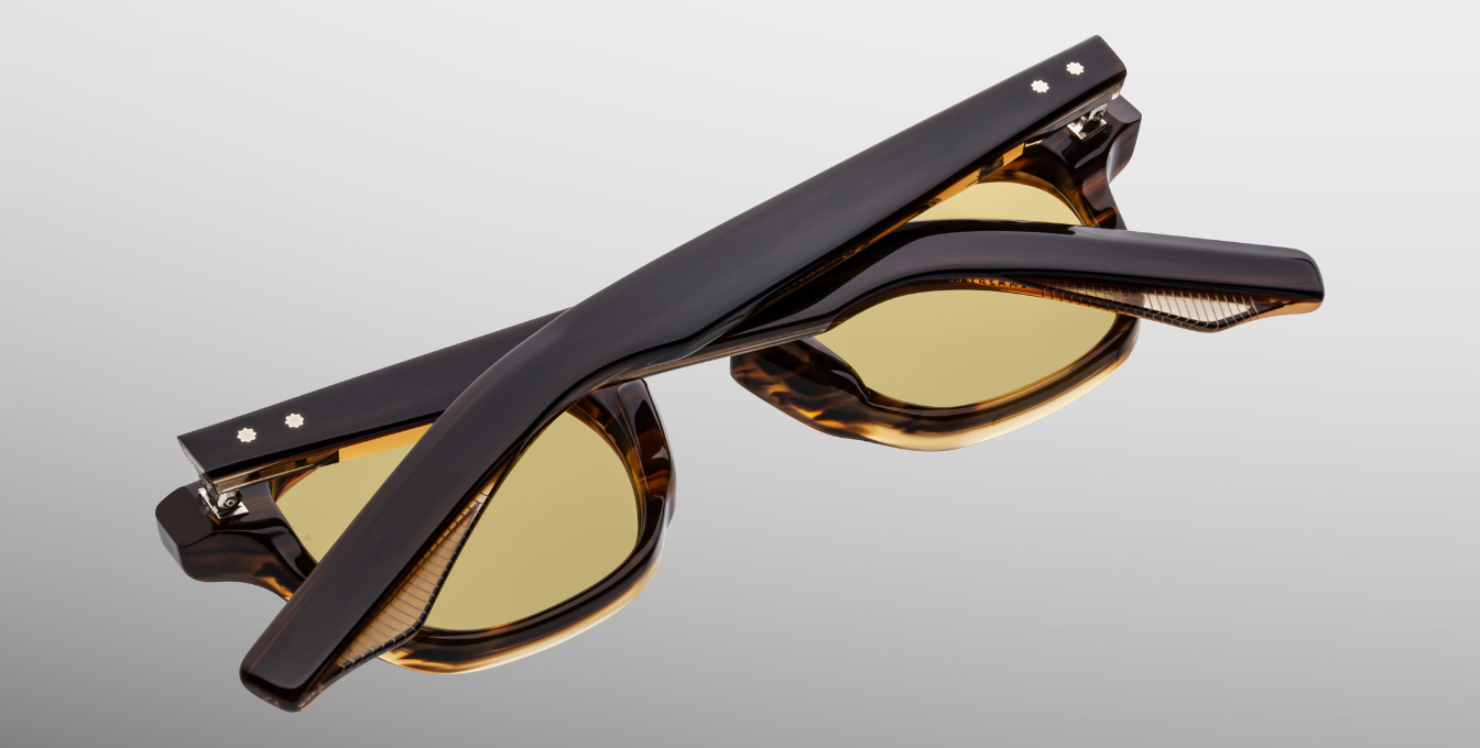 jacques marie mage zephirin hazel eckige sonnenbrille in havana mit gelben gläsern
