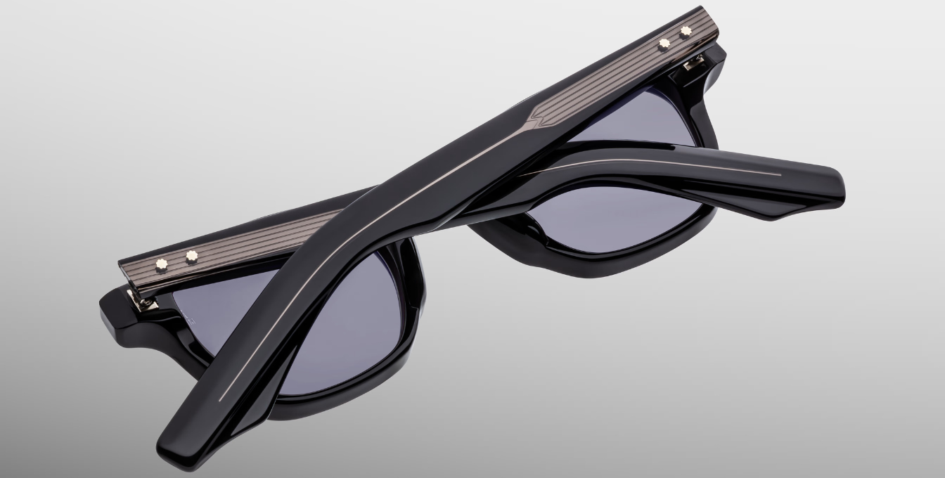 jacques marie mage zephirin raven eckige sonnenbrille in schwarz mit grauen gläsern