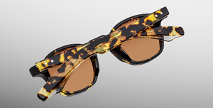 jacques marie mage zephirin tokyo eckige sonnenbrille in havana mit orangenen gläsern