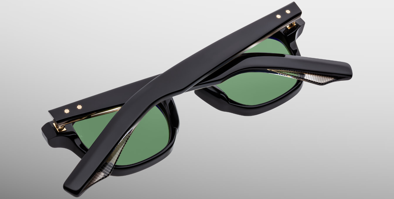 jacques marie mage zephirin vendom eckige sonnenbrille in schwarz mit grünen gläsern