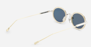 sato Acamar II | P/LG-1 ovale sonnenbrille aus titan in platinum um gold mit grau grünen gläsern