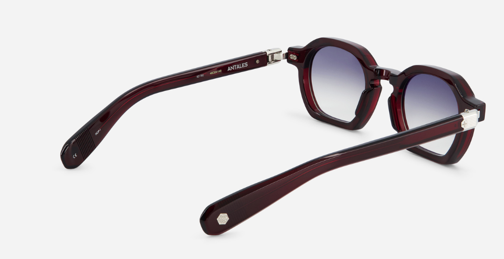 sato antales rc/p-1 eckige sonnenbrille in bordeaux mit grauen verlaufsgläsern