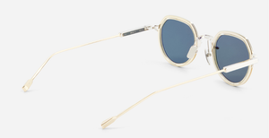 sato belell II P/LG-1 pantoförmige sonnenbrille in silber und gold mit grau grünen gläsern