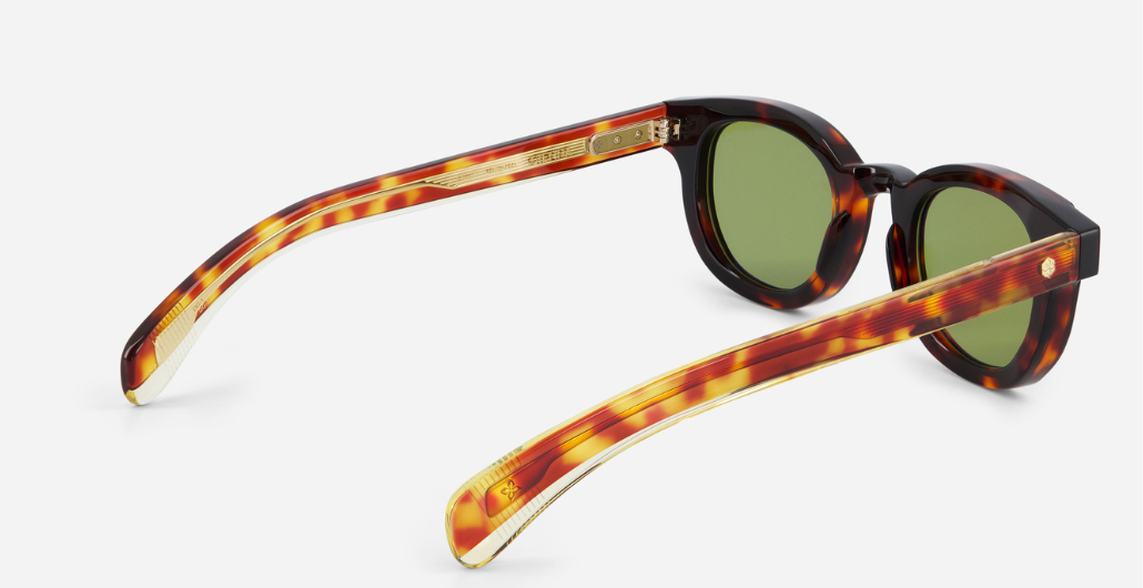sato Gienna DG-1 pantoförmige acetat sonnenbrille in havana mit grünen gläsern