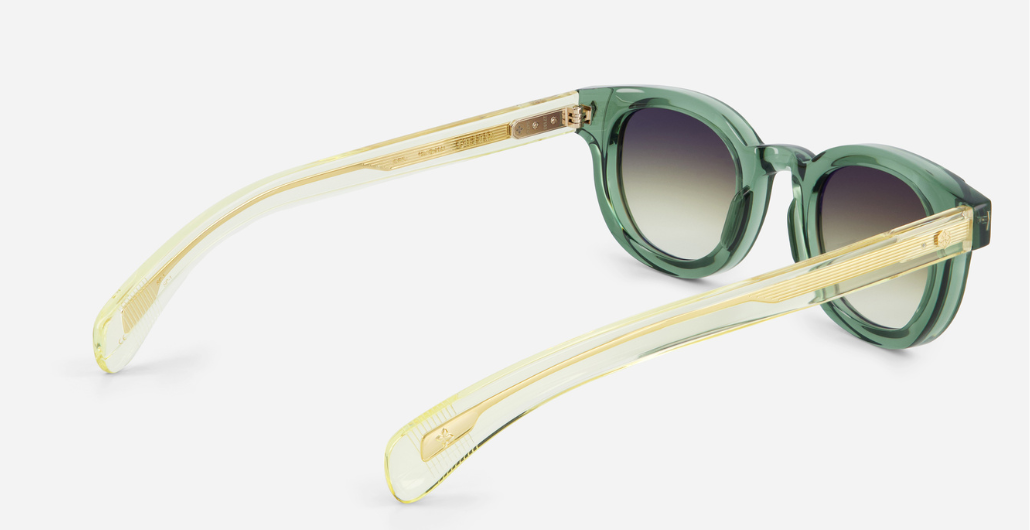 sato Gienna SP-1 pantoförmige sonnenbrille aus acetat in grün mit olive farbenen verlaufsgläsern