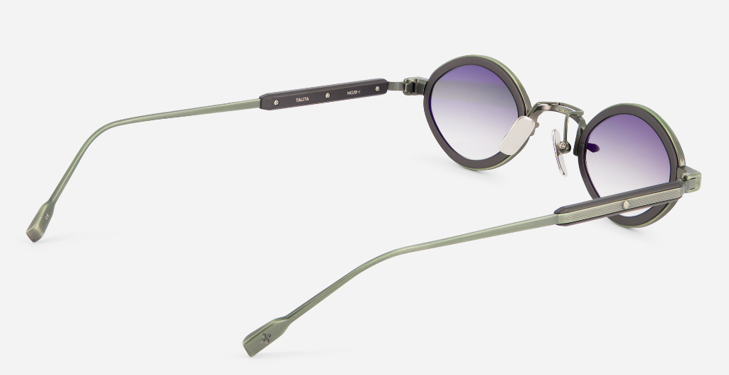 sato talita mg/b-1 ovale sonnenbrille in matt grün und matt schwarz mit grauen verlaufsgläser