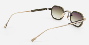sato erakis ag/o-1 eckige sonnenbrille in antique gold und olive mit olive verlaufenden gläsern