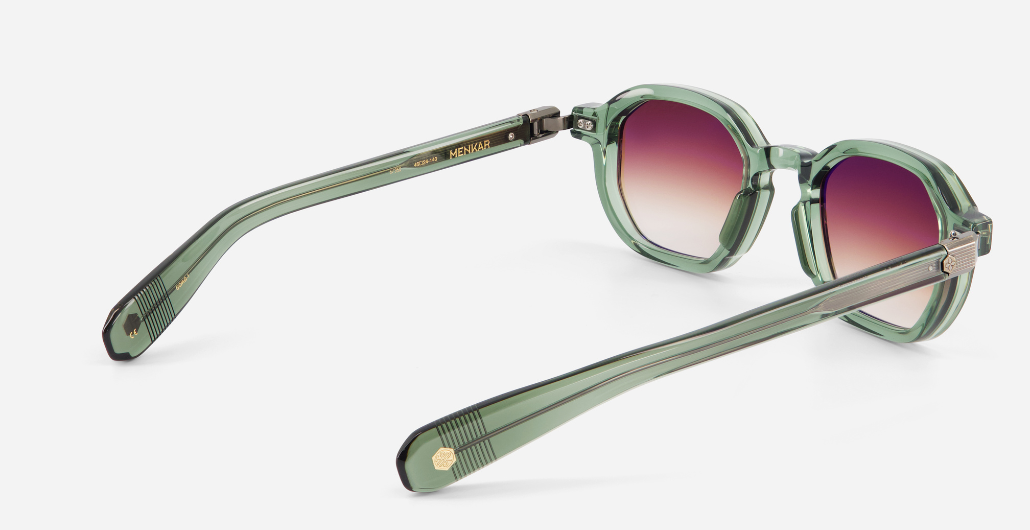 sato menkar gc/ag-1 eckige sonnenbrille in grün mit braunen verlaufsgläser 