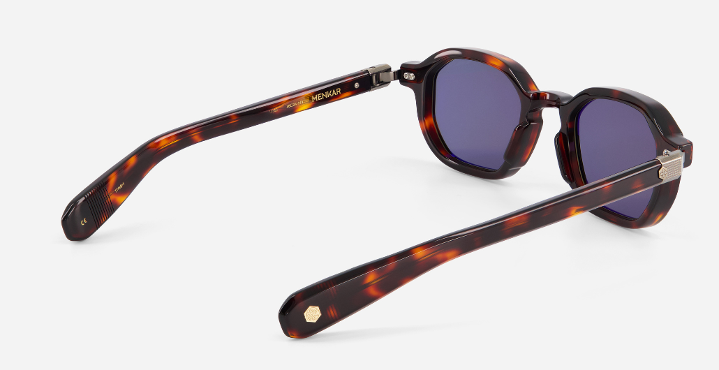 sato menkar tt/ag-1 eckige sonnenbrille in havana mit grünen gläsern