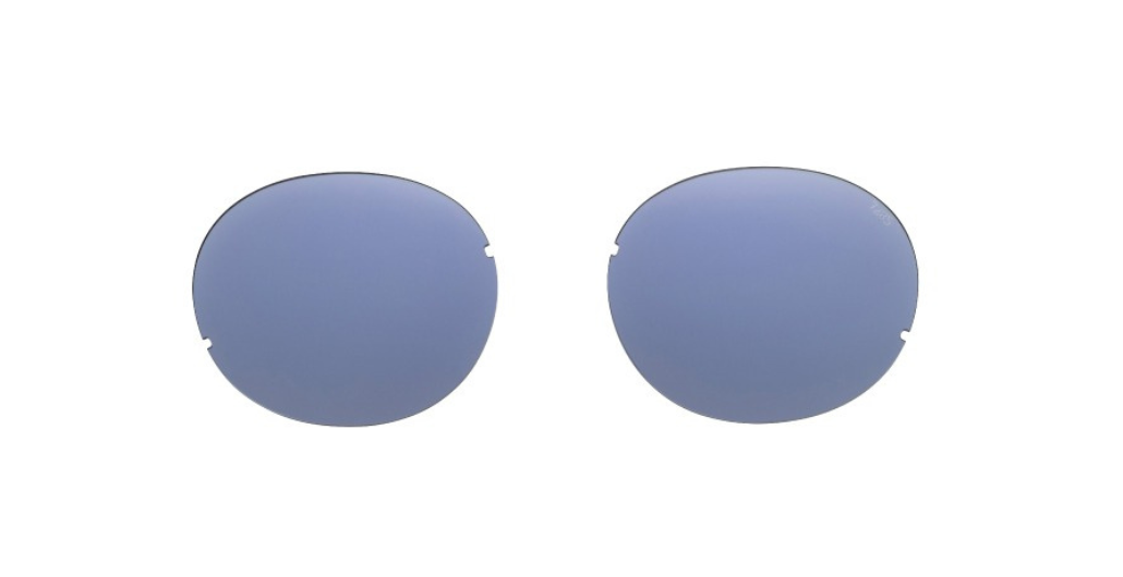 eyevan 804 924 ovale sonnenbrille in gold mit verschiedenen glaseinsätzen und blauen gläsern