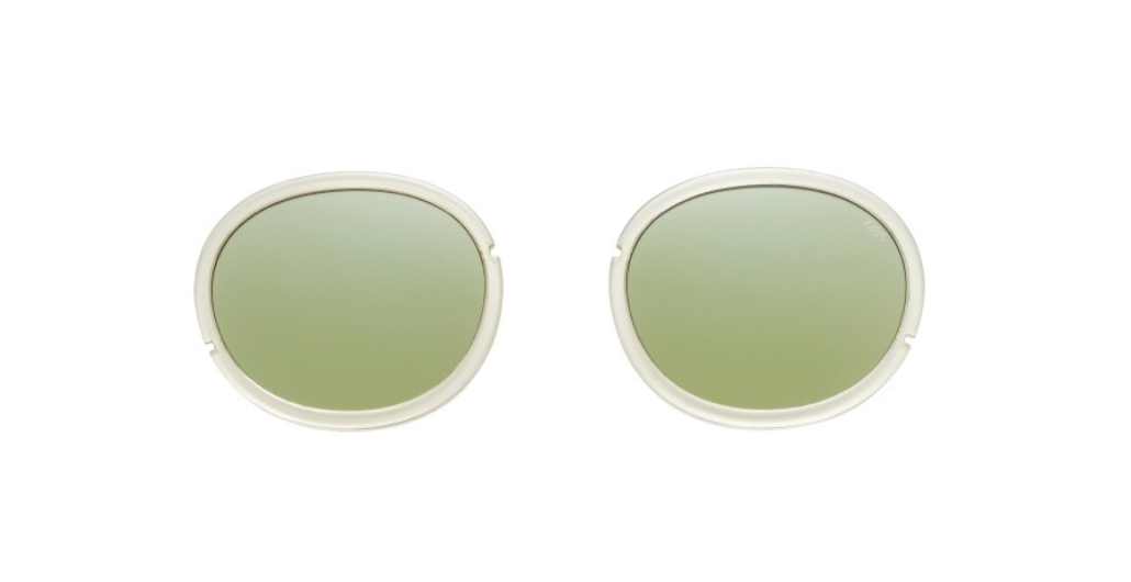 eyevan 804 819 ovale sonnenbrille in gold mit verschiedenen glaseinsätzen und grünen gläsern