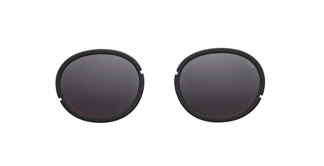 eyevan 804 824 ovale sonnenbrille in schwarz mit verschiedenen glaseinsätzen und grauen gläsern