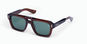 akoni perseus crystal dark brown eckige sonnenbrille in braun mit grünen gläsern