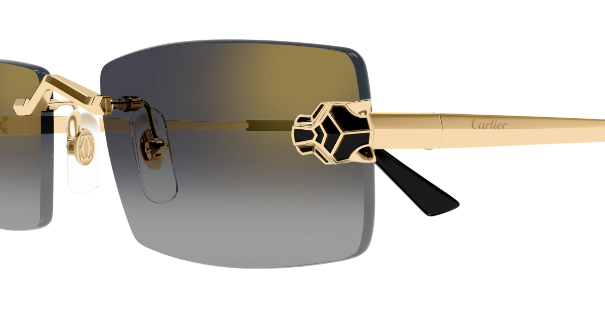 cartier 0598s 001 randlose sonnenbrille in gold mit grauen gläsern
