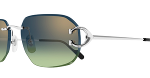 Cartier CT0468S 006 randlose sonnenbrille in silber mit blau grünen gläsern