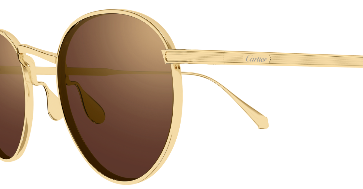 Cartier CT0626S 007 pantoförmige sonnenbrille aus titan in gold mit braunen gläsern