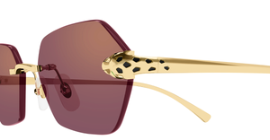cartier ct0636s 003 eckige randlose sonnenbrille in gold mit violetten gläsern