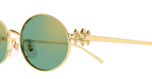 Cartier CT0644S 004 ovale sonnenbrille in gold mit grünen gläsern