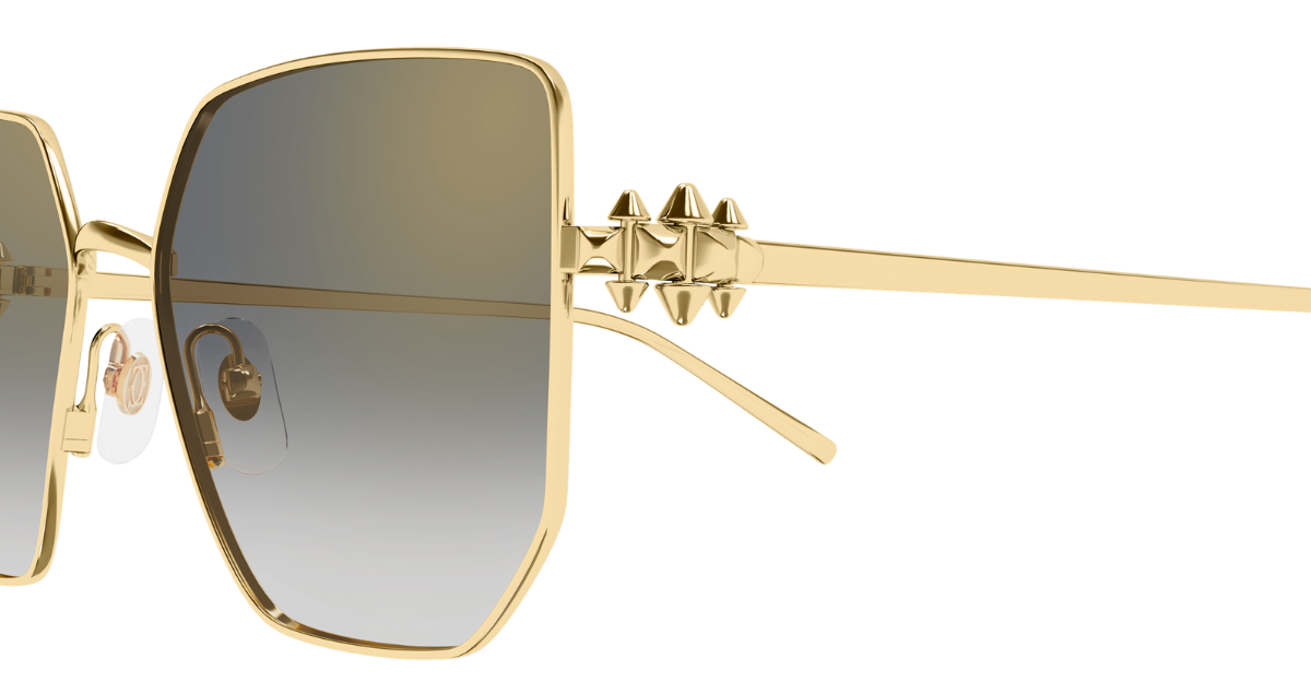 cartier CT0645S 001 eckige sonnenbrille in gold mit grauen verlaufsgläser