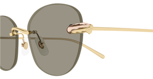 cartier CT0685S 003 randlose sonnenbrille in gold mit braun grauen gläsern