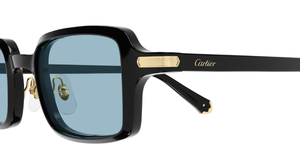 cartier ct0539s 006 eckige acetat sonnenbrille in schwarz mit hellblauen gläsern