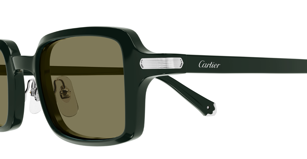 cartier ct0539 007 eckige sonnenbrille aus acetat in grün mit grünen gläsern