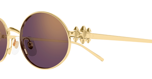 front cartier ct0644s 002 ovale sonnenbrille in gold mit violetten gläsern