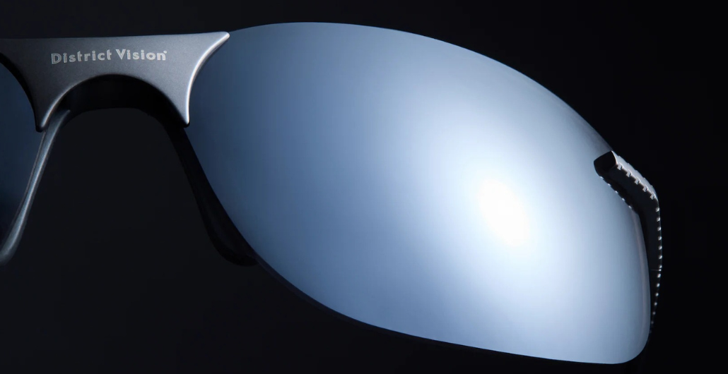 district vision miho windstream graphite eckige randlose sportsonnenbrille in grau mit grauen gläsern