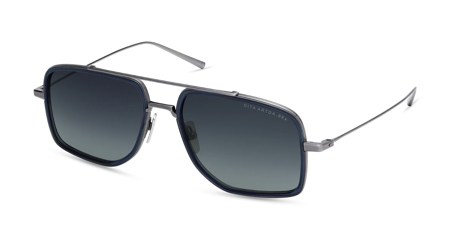 dita artoa.88x antique silver aviator sonnenbrille in silber und blau-grauen acetat mit dunkelblauen verlaufsgläser